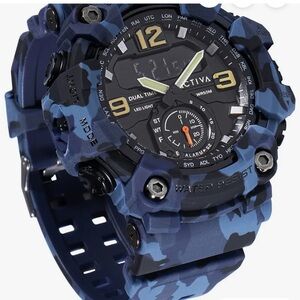 Activa Invicta Blue Camouflage Digital Quartz Watch